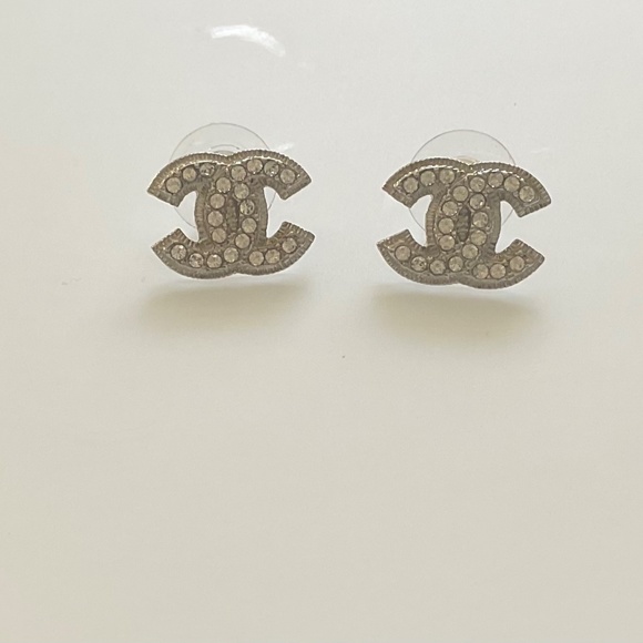 Chanel CC large crystal logo earrings RARE - Picture 6 of 7